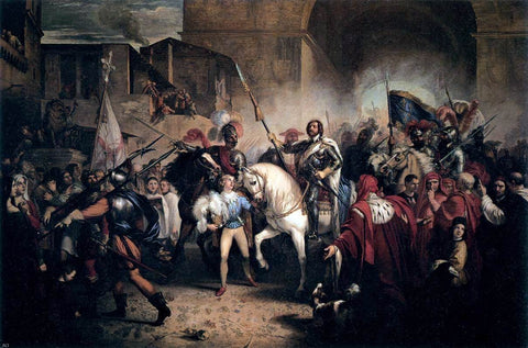 Giuseppe Bezzuoli Entry of Charles VIII into Florence - Hand Painted Oil Painting