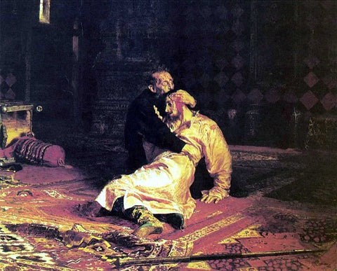  Ilia Efimovich Repin Ivan the Terrible and His Son Ivan on November 16, 1581 - Hand Painted Oil Painting