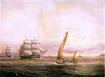  James E Buttersworth Two American Naval Vessels Entering Harbor - Hand Painted Oil Painting