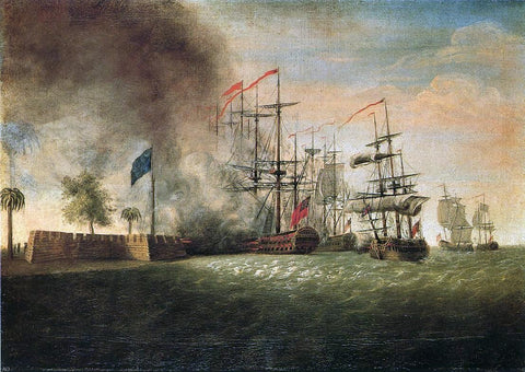  James Peale Sir Peter Parker's Attack Against Fort Moultrie - Hand Painted Oil Painting