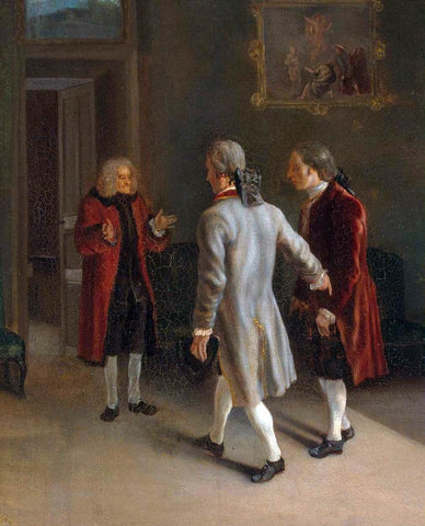  Jean Huber Voltaire Welcoming his Guests - Hand Painted Oil Painting