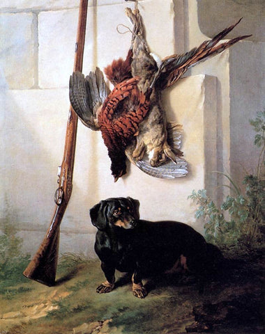  Jean-Baptiste Oudry Hound with Gun and Dead Game - Hand Painted Oil Painting