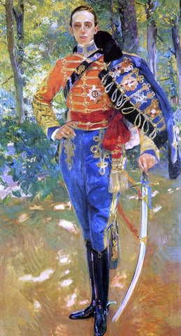  Joaquin Sorolla Y Bastida Alphonso XIII in Hussars Uniform - Hand Painted Oil Painting