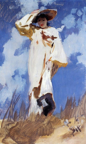  John Singer Sargent A Gust of Wind (also known as Judith Gautier) - Hand Painted Oil Painting