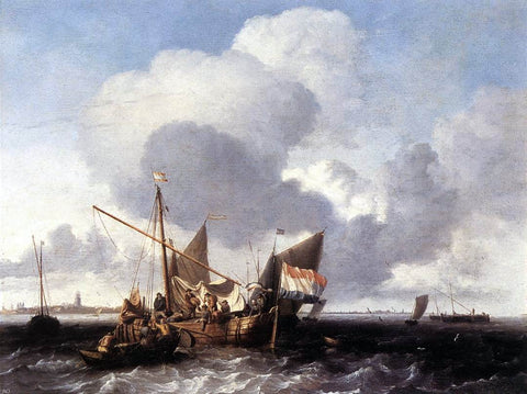  Ludolf Backhuysen Ships on the Zuiderzee Before the Fort of Naarden - Hand Painted Oil Painting