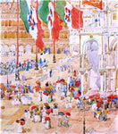  Maurice Prendergast Piazza of St. Marks (also known as The Piazza, Flags, Venice) - Hand Painted Oil Painting