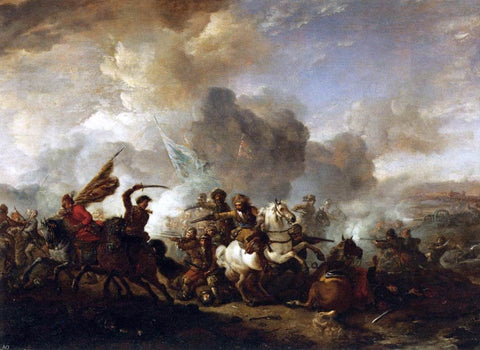  Philips Wouwerman Skirmish of Horsemen between Orientals and Imperials - Hand Painted Oil Painting
