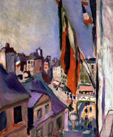  Pierre Auguste Renoir Flag Decorated Street - Hand Painted Oil Painting