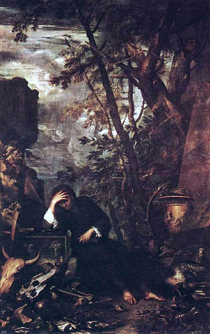  Salvator Rosa Democritus in Meditation - Hand Painted Oil Painting