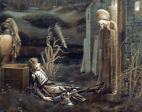  Sir Edward Burne-Jones The Dream of Launcelot at the Chapel of the San Graal - Hand Painted Oil Painting