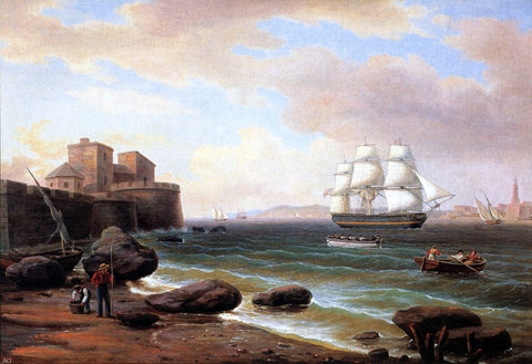  Thomas Birch American Merchant Ship Entering Marseilles - Hand Painted Oil Painting