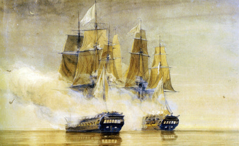  Thomas Whitcombe Action between HMS Amethyst and the French frigate Thetis - Hand Painted Oil Painting