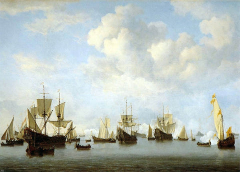  The Younger Willem Van de  Velde The Dutch Fleet in the Goeree Straits (Guinea) - Hand Painted Oil Painting