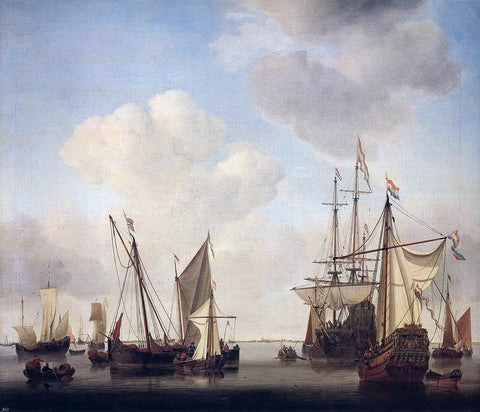  The Younger Willem Van de  Velde Warships at Amsterdam - Hand Painted Oil Painting