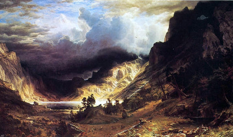  Albert Bierstadt A Storm in the Rocky Mountains - Hand Painted Oil Painting