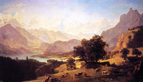  Albert Bierstadt Bernese Alps, as Seen near Kusmach - Hand Painted Oil Painting