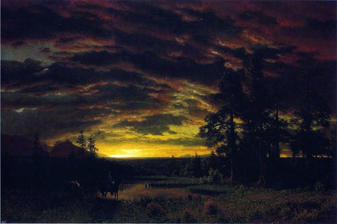  Albert Bierstadt Evening on the Prarie - Hand Painted Oil Painting