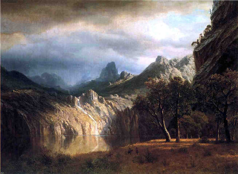  Albert Bierstadt In Western Mountains - Hand Painted Oil Painting