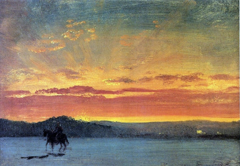  Albert Bierstadt Indian Rider at Sunset - Hand Painted Oil Painting