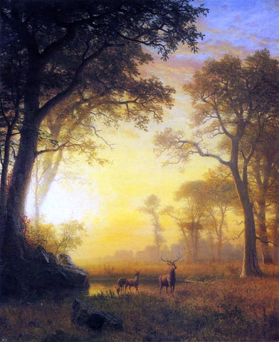  Albert Bierstadt Light in the Forest - Hand Painted Oil Painting