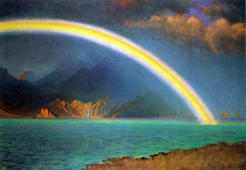  Albert Bierstadt Rainbow over Jenny Lake, Wyoming - Hand Painted Oil Painting