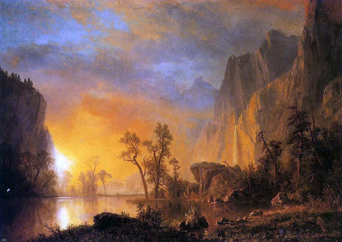  Albert Bierstadt Sunset in the Rockies - Hand Painted Oil Painting