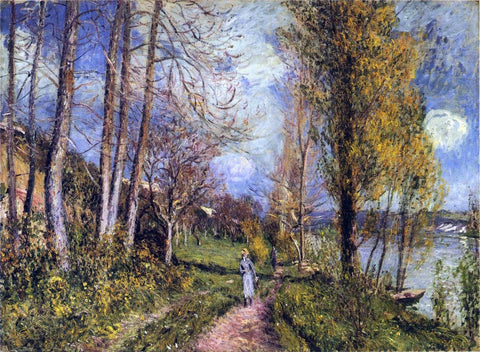  Alfred Sisley Near the Seine at By - Hand Painted Oil Painting
