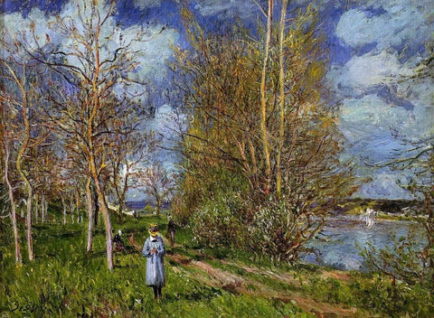  Alfred Sisley The Small Meadow In Spring - By - Hand Painted Oil Painting