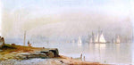  Alfred Thompson Bricher Harbor Scene and White Sails - Hand Painted Oil Painting