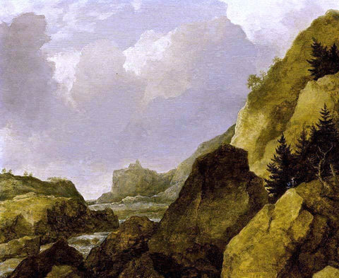  Allaert Van Everdingen Scandinavian Rocky River Landscape - Hand Painted Oil Painting