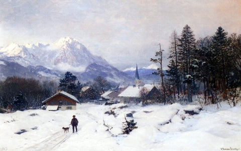 Anders Anderson-Lundby A Hunter in a Winter Landscape - Hand Painted Oil Painting
