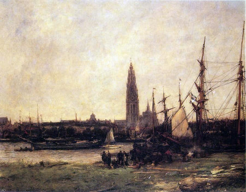  Antoine Vollon View of Antwerp - Hand Painted Oil Painting