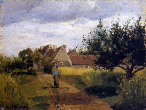  Camille Pissarro Entering a Village - Hand Painted Oil Painting