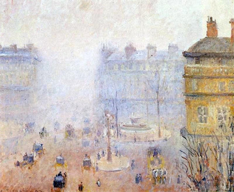  Camille Pissarro Place du Theatre Francais: Foggy Weather - Hand Painted Oil Painting