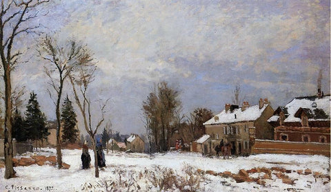  Camille Pissarro The Road from Versailles to Saint-Germain, Louveciennes. Snow Effect - Hand Painted Oil Painting