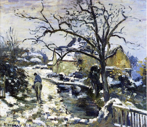  Camille Pissarro Winter at Montfoucault - Hand Painted Oil Painting