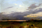  Carlo Piacenza Sunset Landscape With Two Figures On A Track - Hand Painted Oil Painting