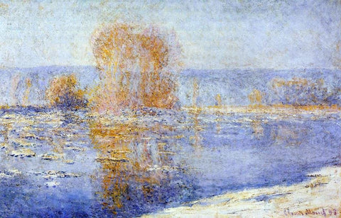  Claude Oscar Monet Floating Ice at Bennecourt - Hand Painted Oil Painting