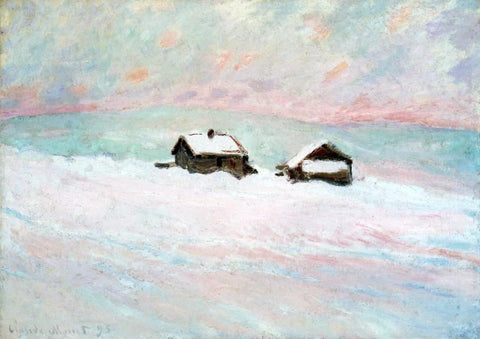  Claude Oscar Monet Houses in the Snow, Norway - Hand Painted Oil Painting