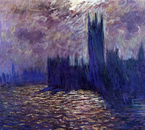  Claude Oscar Monet Houses of Parliament, Reflection of the Thames - Hand Painted Oil Painting
