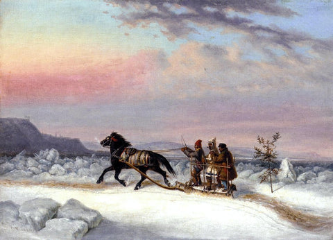  Cornelius Krieghoff The Winter Crossing from Levis to Quebec - Hand Painted Oil Painting