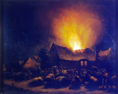  Egbert Van der Poel Fire in a Village - Hand Painted Oil Painting