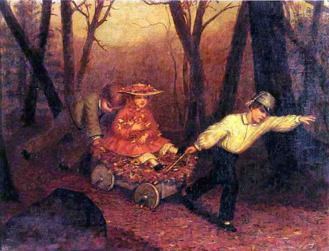  Enoch Wood Perry Collecting Autumn Leaves - Hand Painted Oil Painting
