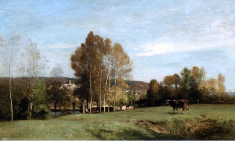  Eugene-Antoine-Samuel Lavielle A Landscape with Cows - Hand Painted Oil Painting