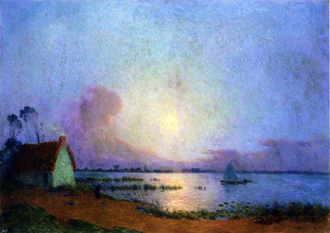  Ferdinand Du Puigaudeau A Blue Evening over the Grande Briere Marsh - Hand Painted Oil Painting