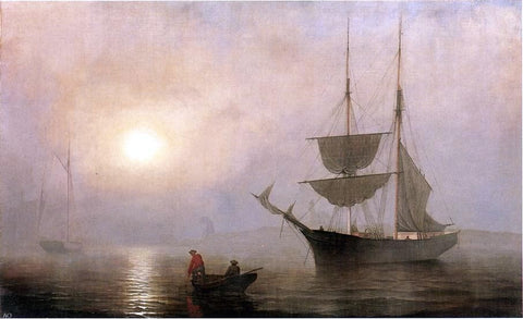  Fitz Hugh Lane A Ship in a Fog, Gloucester Harbor - Hand Painted Oil Painting