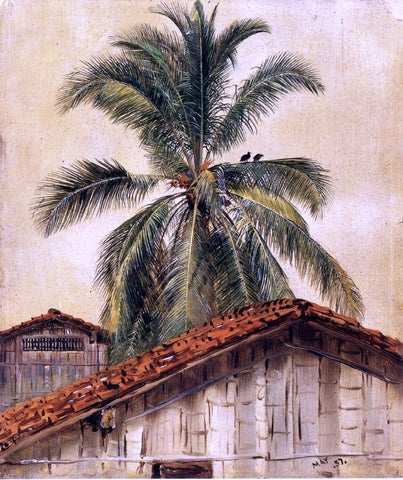  Frederic Edwin Church Palm Trees and Housetops, Ecuador - Hand Painted Oil Painting