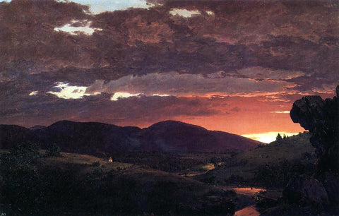  Frederic Edwin Church Twilight, 'Short arbiter 'twixt day and night' - Hand Painted Oil Painting