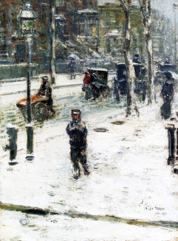  Frederick Childe Hassam Snow Storm, Fifth Avenue, New York - Hand Painted Oil Painting