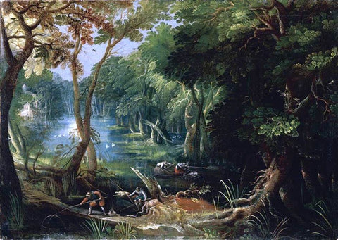  Frederik Van Valkenborch Wooded River Landscape - Hand Painted Oil Painting